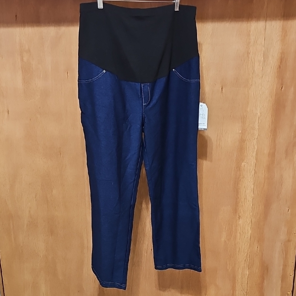 Time and Tru High Rise Black and Blue Maternity Jeans